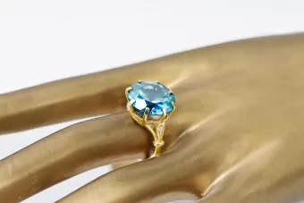 Anneau Aigue-marine Or jaune 14 carats Style vintage vrc073y